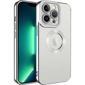 CoverZone iPhone 11 Kamera Korumalı Logo Gösteren Colored Z-Omega Kapak Gümüş Cep Telefonu Arka Kapak