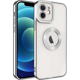 CoverZone iPhone 11 Kamera Korumalı Logo Gösteren Colored Z-Omega Kapak Gümüş Cep Telefonu Kılıfı