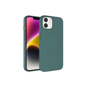 CoverZone iPhone 11 Magsafe Wireles Şarj Özellikli Pastel Color Silikon Kapak Koyu Yeşil Cep Telefonu Kılıfı