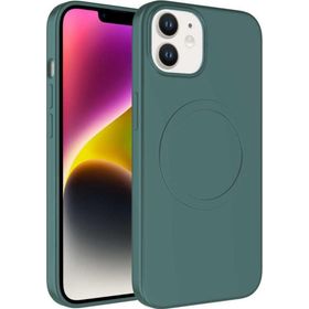 CoverZone iPhone 11 Magsafe Wireles Şarj Özellikli Pastel Color Silikon Kapak Koyu Yeşil Cep Telefonu Kılıfı