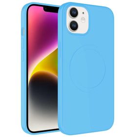 CoverZone iPhone 11 Magsafe Wireless Şarj Özellikli Pastel Color Silikon Kapak Açık Mavi Cep Telefonu Kılıfı