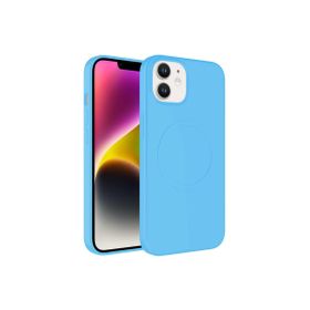 CoverZone iPhone 11 Magsafe Wireless Şarj Özellikli Pastel Color Silikon Kapak Açık Mavi Cep Telefonu Kılıfı