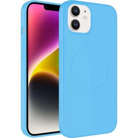 CoverZone iPhone 11 Magsafe Wireless Şarj Özellikli Pastel Color Silikon Kapak Açık Mavi Cep Telefonu Kılıfı
