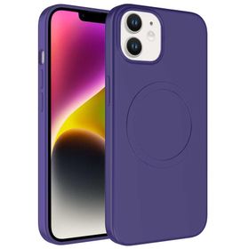 CoverZone iPhone 11 Magsafe Wireless Şarj Özellikli Pastel Color Silikon Kapak Mürdüm Cep Telefonu Kılıfı