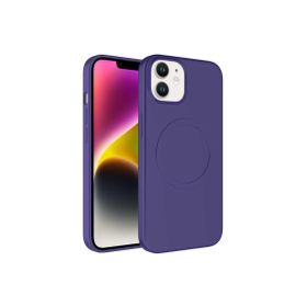 CoverZone iPhone 11 Magsafe Wireless Şarj Özellikli Pastel Color Silikon Kapak Mürdüm Cep Telefonu Kılıfı