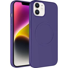 CoverZone iPhone 11 Magsafe Wireless Şarj Özellikli Pastel Color Silikon Kapak Mürdüm Cep Telefonu Kılıfı