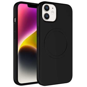 CoverZone iPhone 11 Magsafe Wireless Şarj Özellikli Pastel Color Silikon Kapak Siyah Cep Telefonu Kılıfı
