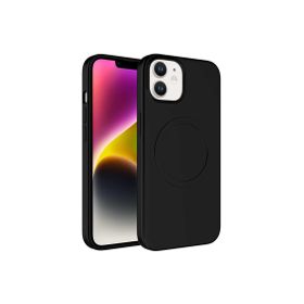 CoverZone iPhone 11 Magsafe Wireless Şarj Özellikli Pastel Color Silikon Kapak Siyah Cep Telefonu Kılıfı