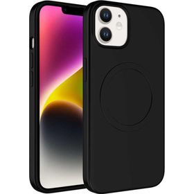 CoverZone iPhone 11 Magsafe Wireless Şarj Özellikli Pastel Color Silikon Kapak Siyah Cep Telefonu Kılıfı