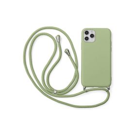 CoverZone iPhone 11 Pro Max İpli Boyun Askılı Silikon Kadife İç Yüzeyli Epiphany Yeşil Cep Telefonu Kılıfı