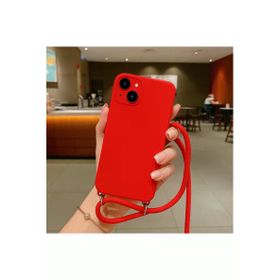 CoverZone iPhone 12 İpli Boyun Askılı Silikon Kadife İç Yüzeyli Epiphany Kırmızı Cep Telefonu Kılıfı
