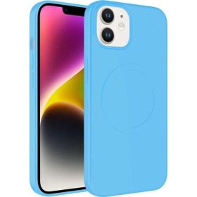 CoverZone iPhone 13 Magsafe Wireless Şarj Özellikli Pastel Color Silikon Açık Mavi Cep Telefonu Kılıfı