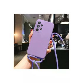 CoverZone iPhone 13 Pro Max İpli Boyun Askılı Silikon Kadife İç Yüzeyli Epiphany Lila Cep Telefonu Kılıfı