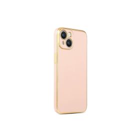 CoverZone iPhone 14 Gold Kenar Pastel Renkli Halcyon Z-Bark Rosegold Cep Telefonu Kılıfı
