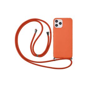 CoverZone iPhone 14 İpli Boyun Askılı Silikon Kadife İç Yüzeyli Epiphany Turuncu Cep Telefonu Kılıfı