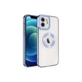 CoverZone iPhone 14 Kamera Korumalı Logo Gösteren Colored Z-Omega Kapak Mavi Açık Cep Telefonu Kılıfı