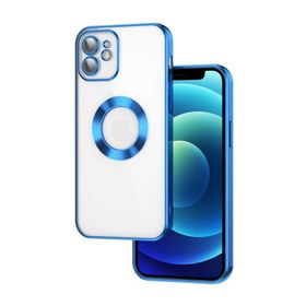 CoverZone iPhone 14 Kamera Korumalı Logo Gösteren Colored Z-Omega Kapak Mavi Cep Telefonu Kılıfı