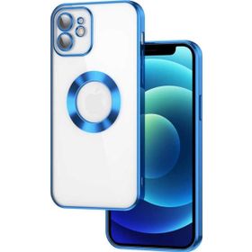 CoverZone iPhone 14 Kamera Korumalı Logo Gösteren Colored Z-Omega Kapak Mavi Cep Telefonu Kılıfı