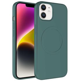 CoverZone iPhone 14 Magsafe Wireles Şarj Özellikli Pastel Color Silikon Kapak Koyu Yeşil Cep Telefonu Kılıfı