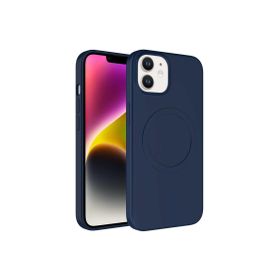 CoverZone iPhone 14 Magsafe Wireles Şarj Özellikli Pastel Color Silikon Kapak Lacivert Cep Telefonu Kılıfı