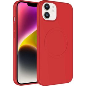 CoverZone iPhone 14 Magsafe Wireless Şarj Özellikli Pastel Color Silikon Kapak Kırmızı Cep Telefonu Kılıfı