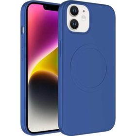 CoverZone iPhone 14 Magsafe Wireless Şarj Özellikli Pastel Color Silikon Mavi Cep Telefonu Kılıfı