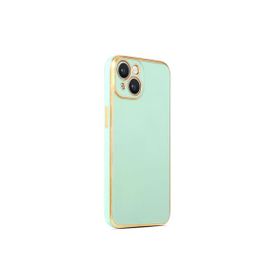 CoverZone iPhone 14 Plus Gold Kenar Pastel Renkli Halcyon Z-Bark Açık Yeşil Cep Telefonu Kılıfı