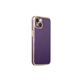 CoverZone iPhone 14 Plus Gold Kenar Pastel Renkli Halcyon Z-Bark Derin Mor Cep Telefonu Kılıfı