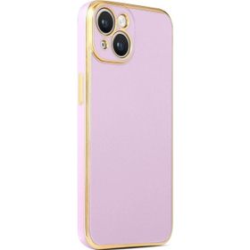 CoverZone iPhone 14 Plus Gold Kenar Pastel Renkli Halcyon Z-Bark Lila Cep Telefonu Kılıfı