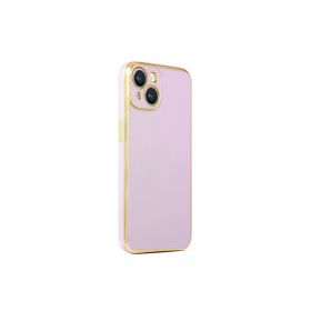 CoverZone iPhone 14 Plus Gold Kenar Pastel Renkli Halcyon Z-Bark Lila Cep Telefonu Kılıfı