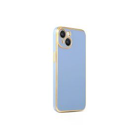 CoverZone iPhone 14 Plus Gold Kenar Pastel Renkli Halcyon Z-Bark Mavi Cep Telefonu Kılıfı