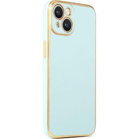 CoverZone iPhone 14 Plus Gold Kenar Pastel Renkli Halcyon Z-Bark Rosegold Cep Telefonu Kılıfı
