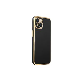 CoverZone iPhone 14 Plus Gold Kenar Pastel Renkli Halcyon Z-Bark Siyah Cep Telefonu Kılıfı
