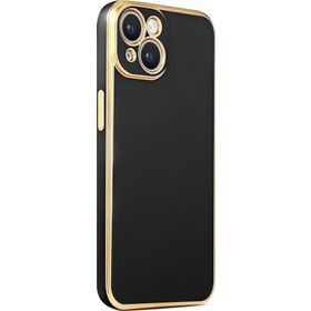 CoverZone iPhone 14 Plus Gold Kenar Pastel Renkli Halcyon Z-Bark Siyah Cep Telefonu Kılıfı