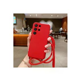 CoverZone iPhone 14 Plus İpli Boyun Askılı Silikon Kadife İç Yüzeyli Epiphany Kırmızı Cep Telefonu Kılıfı