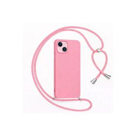 CoverZone iPhone 14 Plus İpli Boyun Askılı Silikon Kadife İç Yüzeyli Epiphany Pembe Cep Telefonu Kılıfı