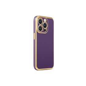 CoverZone iPhone 14 Pro Gold Kenar Pastel Renkli Halcyon Z-Bark Derin Mor Cep Telefonu Kılıfı