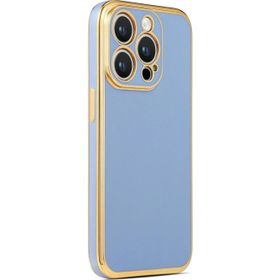 CoverZone iPhone 14 Pro Gold Kenar Pastel Renkli Halcyon Z-Bark Mavi Cep Telefonu Kılıfı