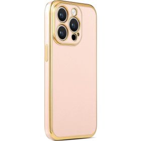 CoverZone iPhone 14 Pro Gold Kenar Pastel Renkli Halcyon Z-Bark Rosegold Cep Telefonu Kılıfı