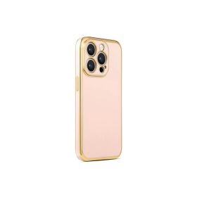CoverZone iPhone 14 Pro Gold Kenar Pastel Renkli Halcyon Z-Bark Rosegold Cep Telefonu Kılıfı