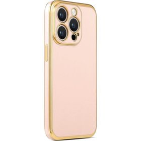 CoverZone iPhone 14 Pro Gold Kenar Pastel Renkli Halcyon Z-Bark Rosegold Cep Telefonu Kılıfı