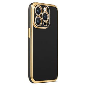 CoverZone iPhone 14 Pro Gold Kenar Pastel Renkli Halcyon Z-Bark Siyah Cep Telefonu Kılıfı