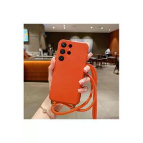 CoverZone iPhone 14 Pro İpli Boyun Askılı Silikon Kadife İç Yüzeyli Epiphany Turuncu Cep Telefonu Kılıfı