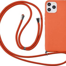 CoverZone iPhone 14 Pro İpli Boyun Askılı Silikon Kadife İç Yüzeyli Epiphany Turuncu Cep Telefonu Kılıfı