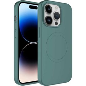 CoverZone iPhone 14 Pro Magsafe Wireles Şarj Özellikli Pastel Color Silikon Yeşil Cep Telefonu Kılıfı