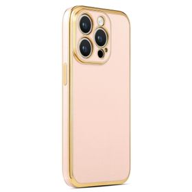CoverZone iPhone 14 Pro Max Gold Kenar Pastel Renkli Halcyon Z-Bark Kapak Rosegold Cep Telefonu Kılıfı