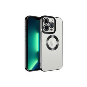CoverZone iPhone 14 Pro Max Kamera Korumalı Logo Gösteren Colored Z-Omega Siyah Cep Telefonu Kılıfı