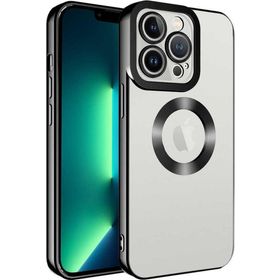 CoverZone iPhone 14 Pro Max Kamera Korumalı Logo Gösteren Colored Z-Omega Siyah Cep Telefonu Kılıfı