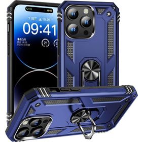 CoverZone iPhone 15 Pro Z-Vega Shockproof Standlı Yüzük Tutuculu Mega Case Mavi Cep Telefonu Kılıfı