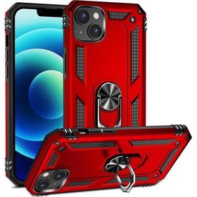 CoverZone iPhone 15 Z-Vega Shockproof Standlı Yüzük Tutuculu Mega Case Kapak Kırmızı Cep Telefonu Kılıfı